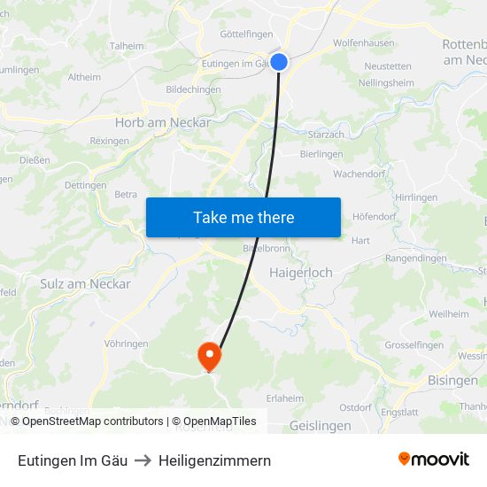 Eutingen Im Gäu to Heiligenzimmern map
