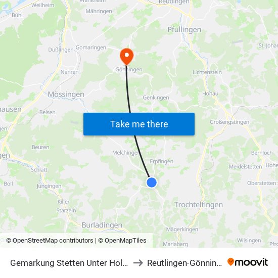 Gemarkung Stetten Unter Holstein to Reutlingen-Gönningen map