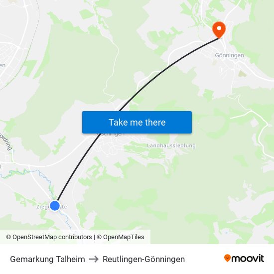 Gemarkung Talheim to Reutlingen-Gönningen map