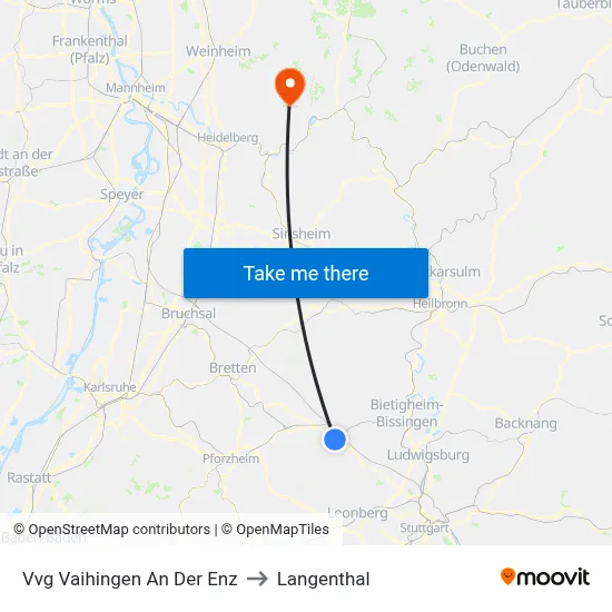 Vvg Vaihingen An Der Enz to Langenthal map