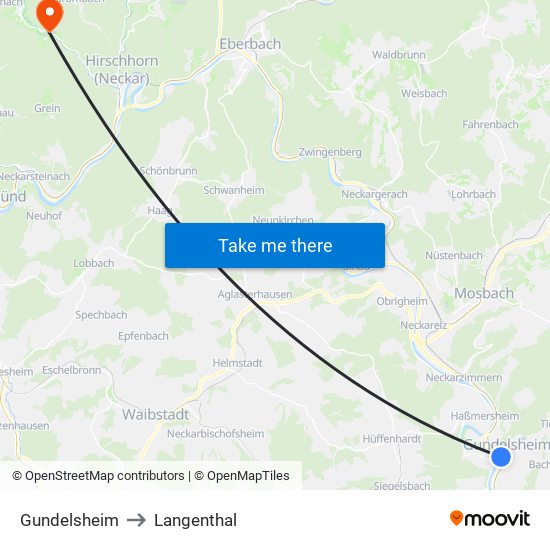 Gundelsheim to Langenthal map