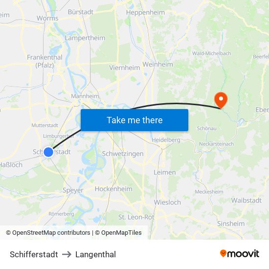 Schifferstadt to Langenthal map