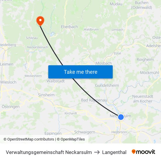 Verwaltungsgemeinschaft Neckarsulm to Langenthal map