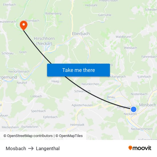 Mosbach to Langenthal map