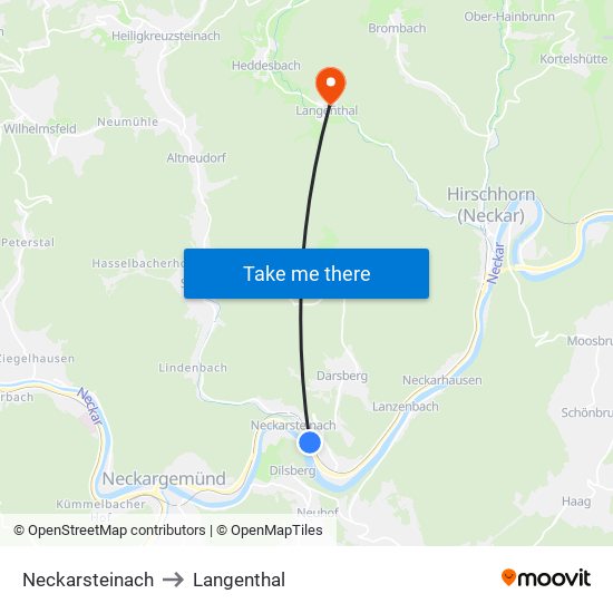 Neckarsteinach to Langenthal map