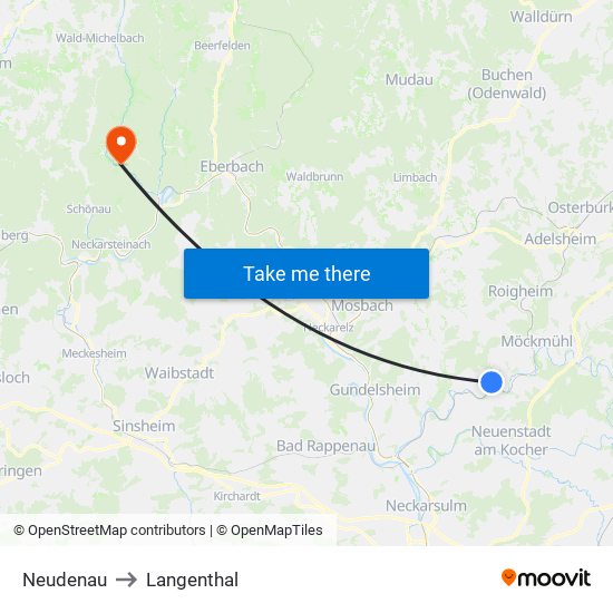 Neudenau to Langenthal map