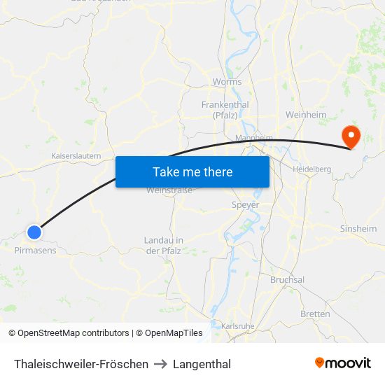 Thaleischweiler-Fröschen to Langenthal map