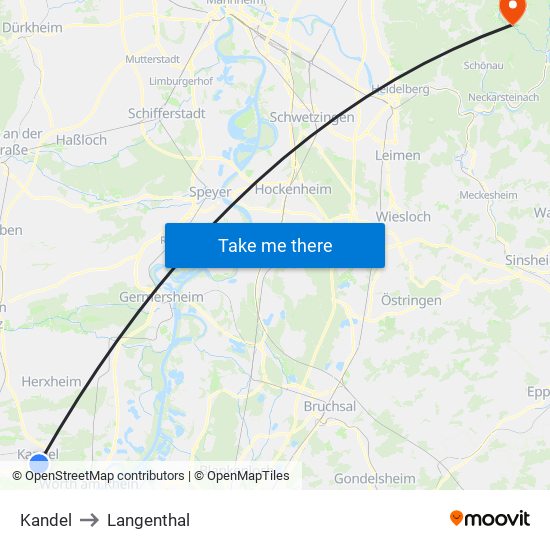 Kandel to Langenthal map