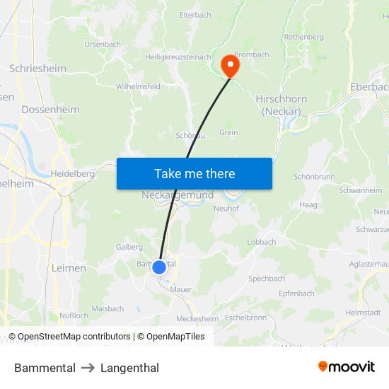 Bammental to Langenthal map