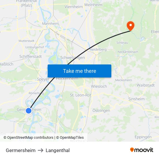 Germersheim to Langenthal map