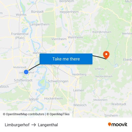 Limburgerhof to Langenthal map