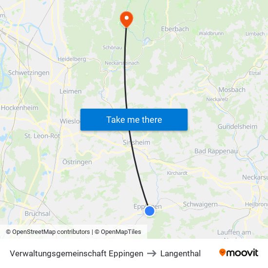 Verwaltungsgemeinschaft Eppingen to Langenthal map