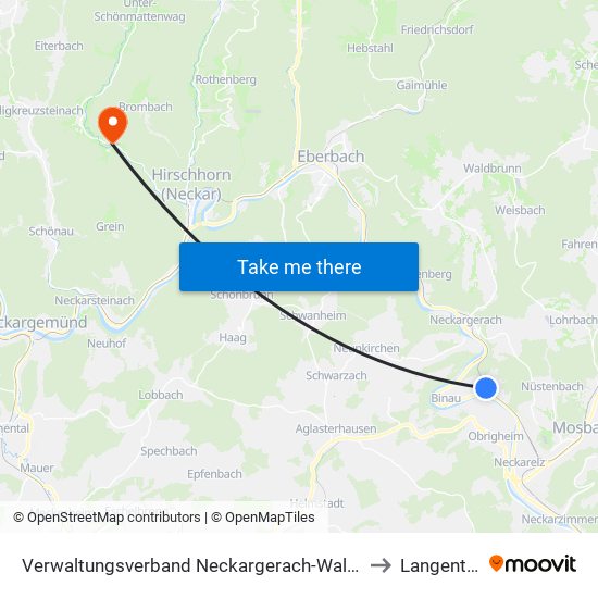 Verwaltungsverband Neckargerach-Waldbrunn to Langenthal map