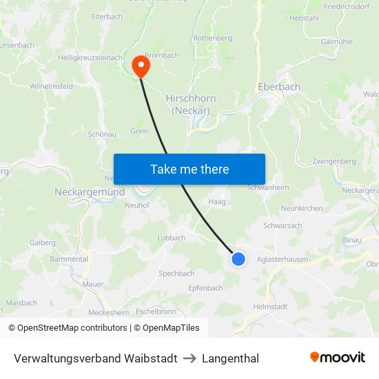 Verwaltungsverband Waibstadt to Langenthal map