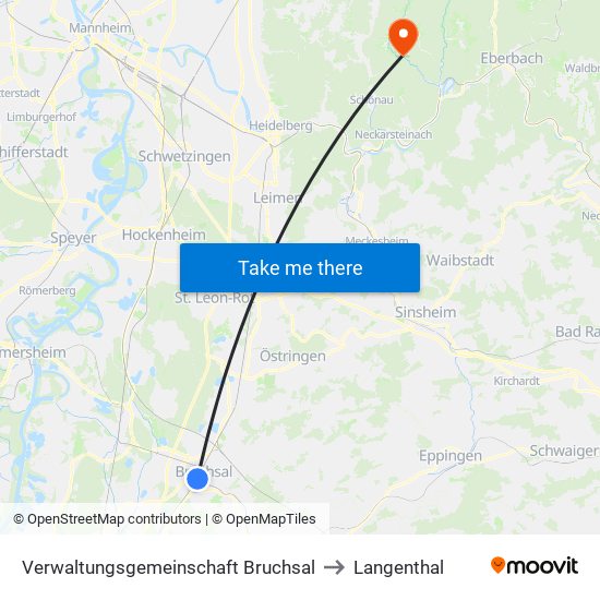 Verwaltungsgemeinschaft Bruchsal to Langenthal map