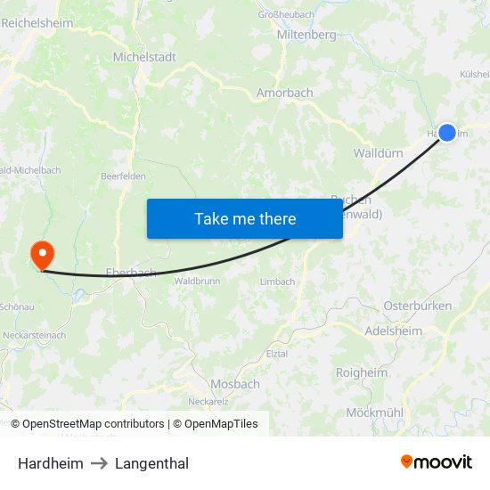 Hardheim to Langenthal map