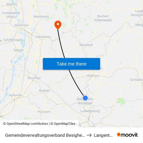 Gemeindeverwaltungsverband Besigheim to Langenthal map