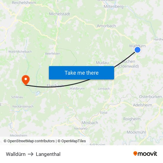 Walldürn to Langenthal map