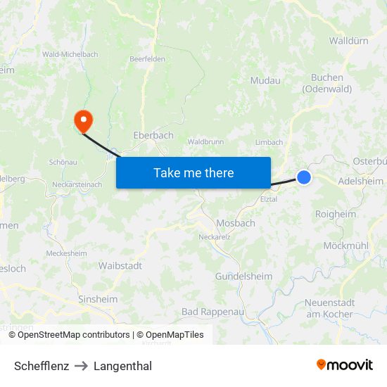 Schefflenz to Langenthal map