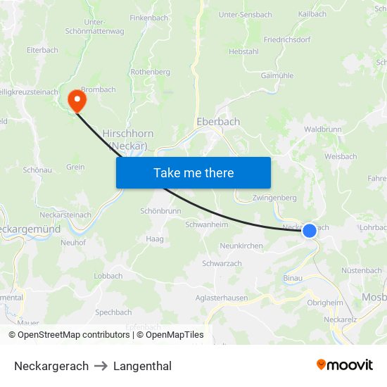 Neckargerach to Langenthal map