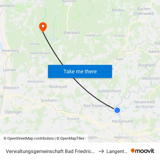 Verwaltungsgemeinschaft Bad Friedrichshall to Langenthal map