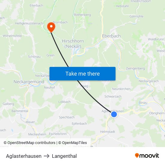 Aglasterhausen to Langenthal map