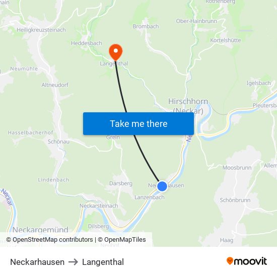Neckarhausen to Langenthal map