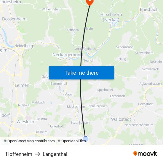 Hoffenheim to Langenthal map