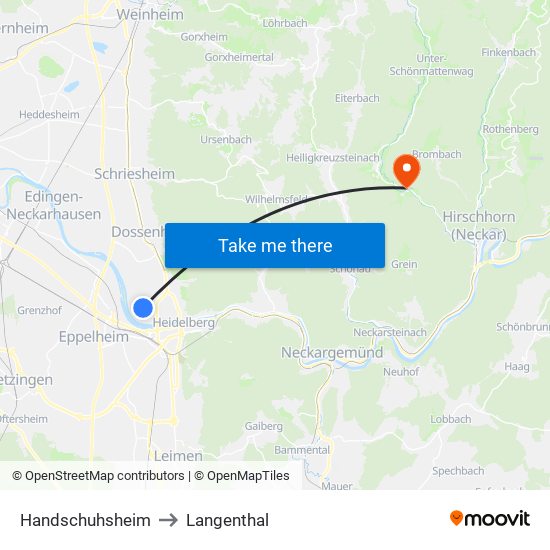 Handschuhsheim to Langenthal map