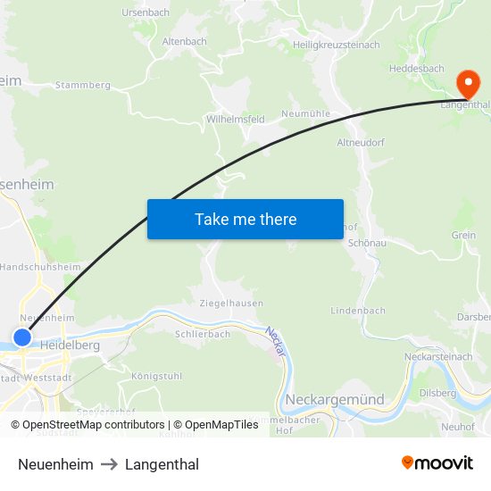 Neuenheim to Langenthal map