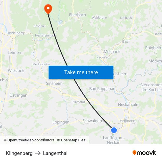 Klingenberg to Langenthal map