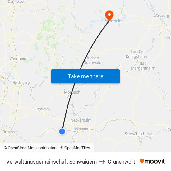Verwaltungsgemeinschaft Schwaigern to Grünenwört map