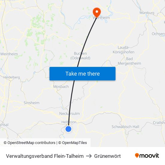 Verwaltungsverband Flein-Talheim to Grünenwört map