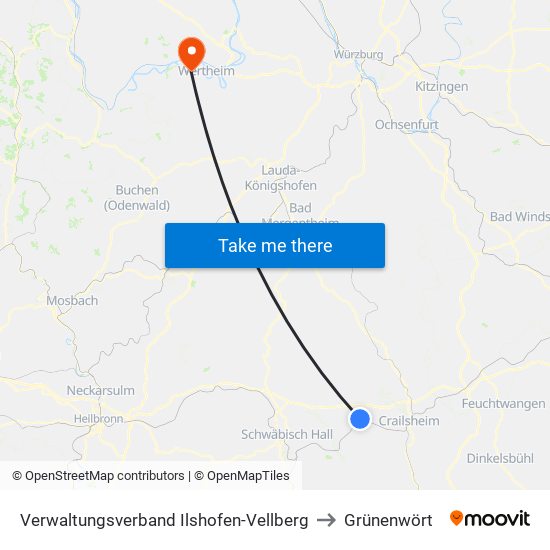 Verwaltungsverband Ilshofen-Vellberg to Grünenwört map