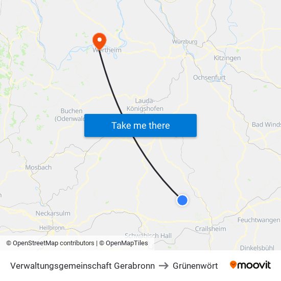 Verwaltungsgemeinschaft Gerabronn to Grünenwört map