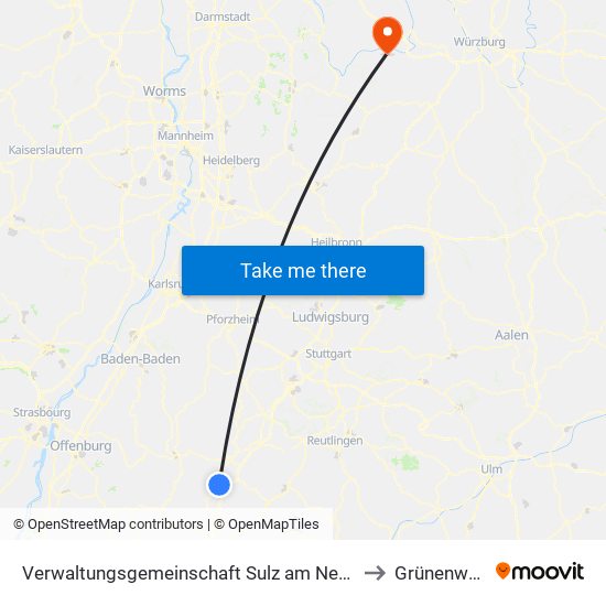 Verwaltungsgemeinschaft Sulz am Neckar to Grünenwört map