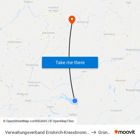 Verwaltungsverband Eriskirch-Kressbronn am Bodensee-Langenargen to Grünenwört map