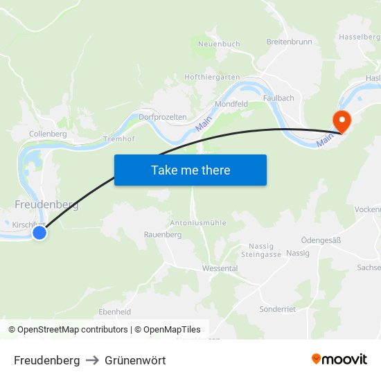 Freudenberg to Grünenwört map