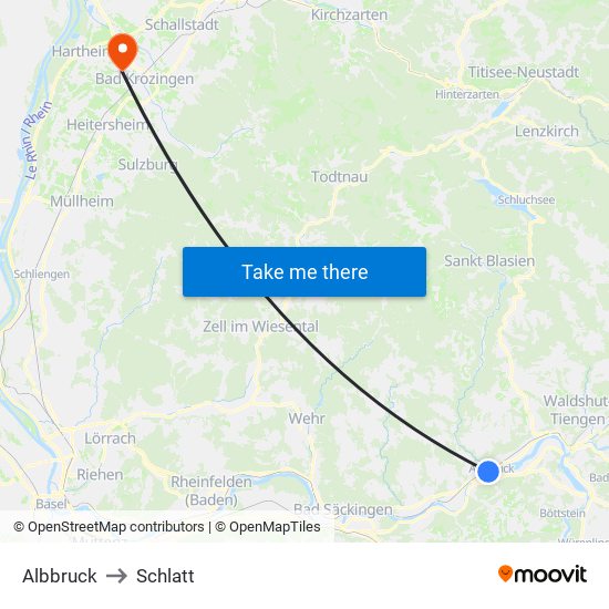 Albbruck to Schlatt map