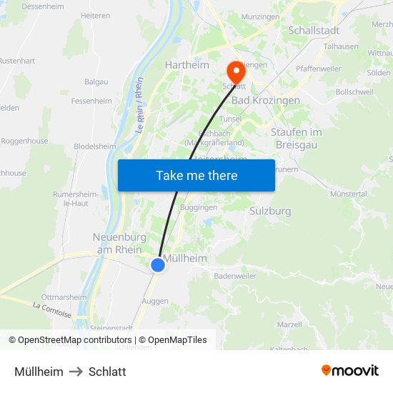 Müllheim to Schlatt map