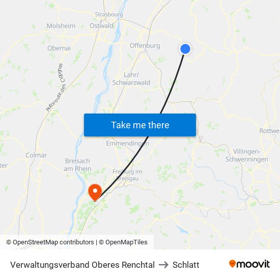 Verwaltungsverband Oberes Renchtal to Schlatt map