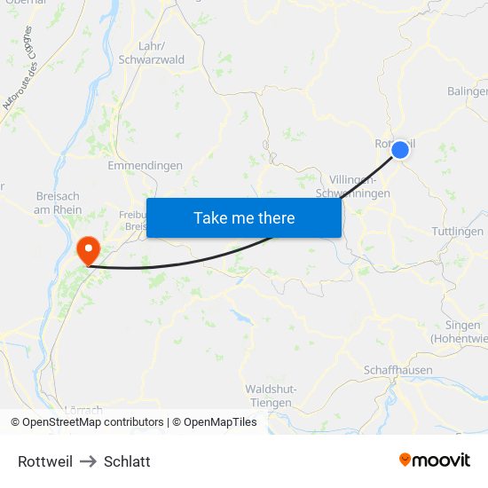 Rottweil to Schlatt map