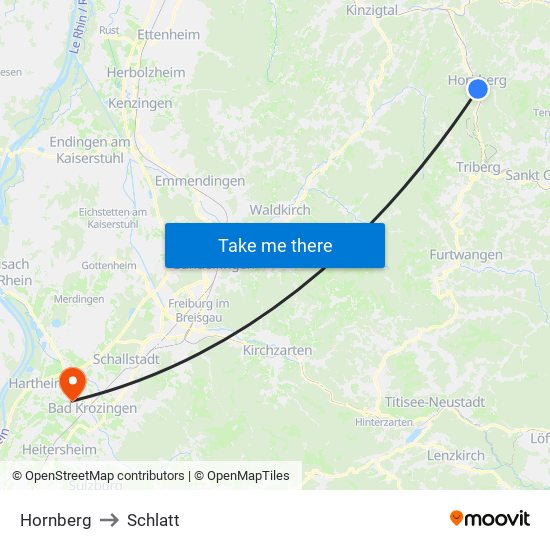 Hornberg to Schlatt map