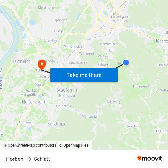 Horben to Schlatt map