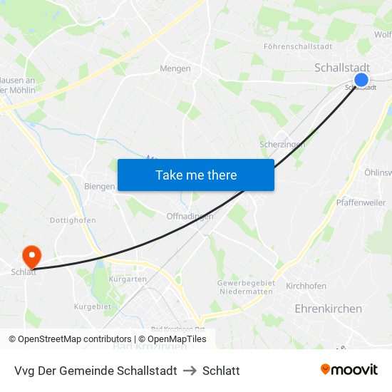 Vvg Der Gemeinde Schallstadt to Schlatt map