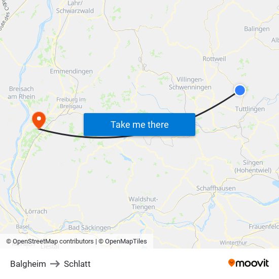 Balgheim to Schlatt map