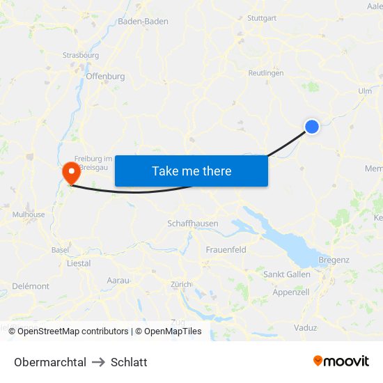 Obermarchtal to Schlatt map