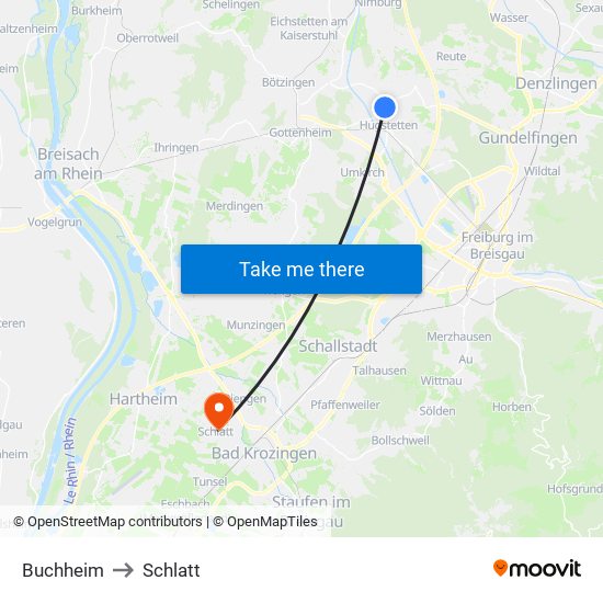 Buchheim to Schlatt map