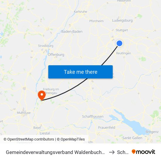 Gemeindeverwaltungsverband Waldenbuch/Steinenbronn to Schlatt map