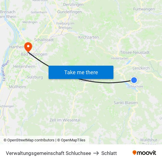 Verwaltungsgemeinschaft Schluchsee to Schlatt map